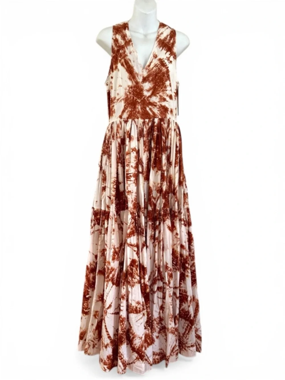 NWT Anthropologie S/W/F V-neck Maxi Shibori Tie Dye Resort Cutout Dress S $409 - Picture 5 of 8